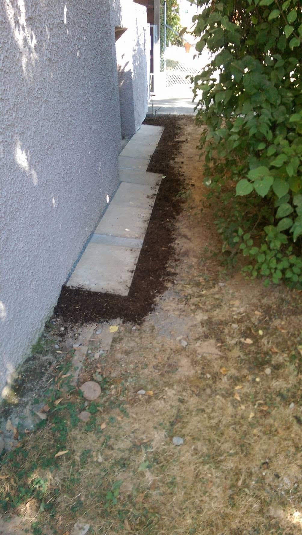 Wasserkante an einer Hauswand nach der Sanierung inklusive Mauerwerksabdichtung