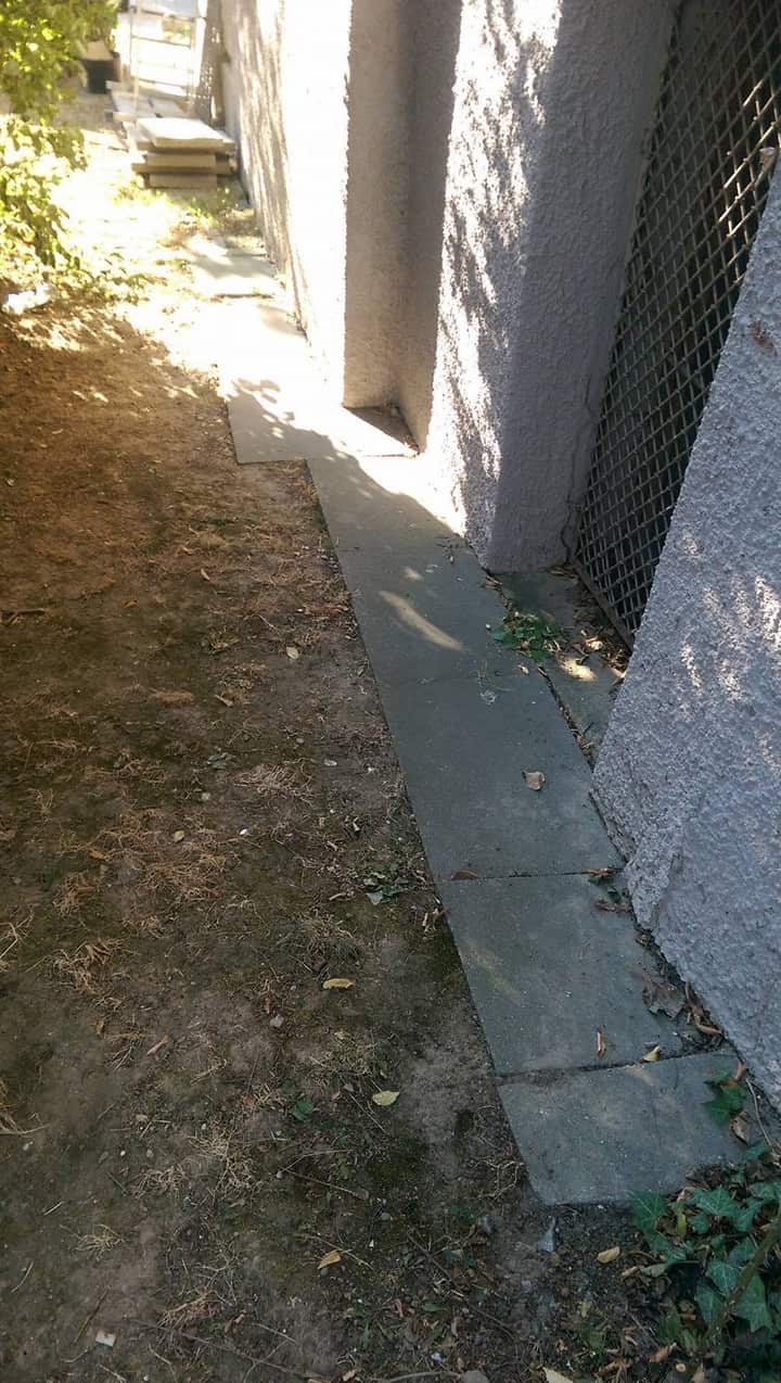 Wasserkante an einer Hauswand vor der Sanierung